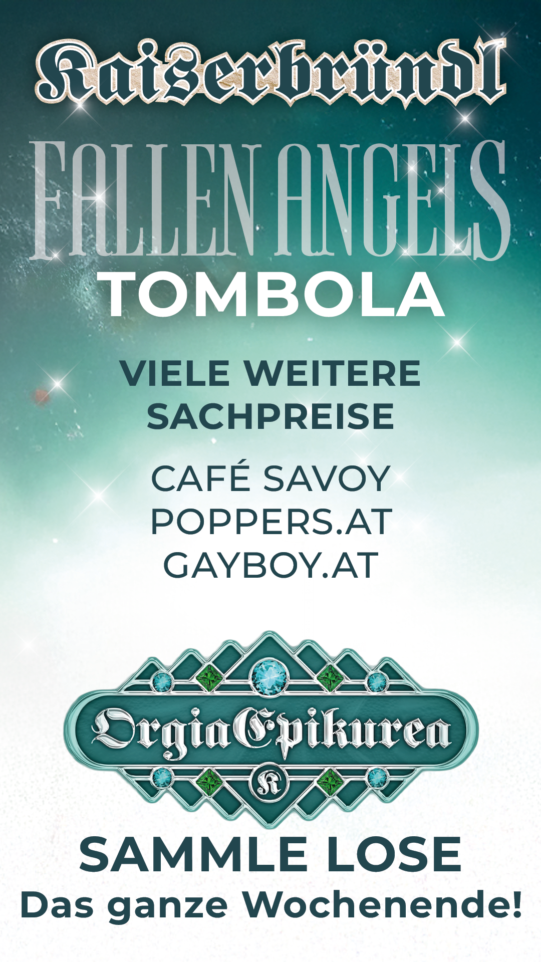 Orgia Epikurea 2025 · Fallen Angels · Tombola am Sonntag: viele weitere Sachpreise